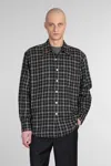 Our Legacy Above Shirt Black Checked Linen Blend Shirt - Above Shirt In Black