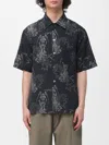 Our Legacy Mens Death Paisley Print Graphic-print Short-sleeve Cotton And Linen Shirt In Black