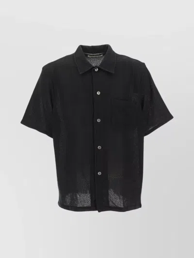 Our Legacy Shirt Pocket Shimmering Finish Shortsleeve In Black
