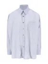 Our Legacy Textured Fabric Button-down Collar Shirt In Blue