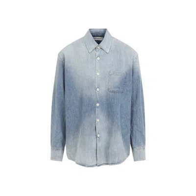 Our Legacy Long Sleeve Button-down Shirt Featuring Pocket In Blue