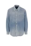 Our Legacy Long Sleeve Button-down Shirt Featuring Pocket In Blue