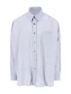 Our Legacy Textured Fabric Button-down Collar Shirt In Blue