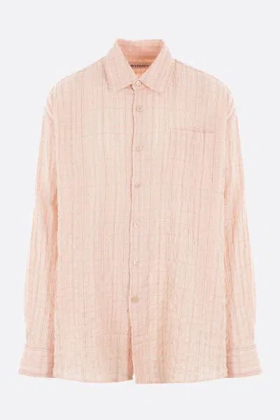 Our Legacy Pink Cotton Blend Weave Borrowed Shirt In Multicolor