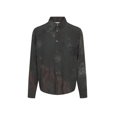Our Legacy Casual Long Sleeve Shirt Paisley Pattern In Green