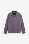 Our Legacy Heusen Convertible-collar Checked Cotton Shirt In Purple