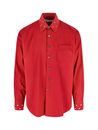 Our Legacy Long Sleeve Button Down Shirt With Pocket In Red