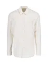 Our Legacy White Silk Classic Shirt With Curved Hem In Neutral