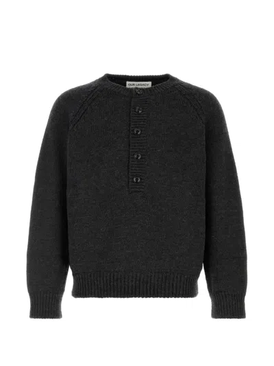 Our Legacy Shore Button-placket Sweater In Black