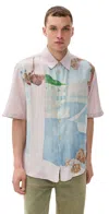 Our Legacy Printed Short Sleeve Lightweight Fabric Shirt In Pink