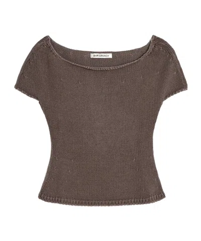 Our Legacy Sculpt Knitted Cotton T-shirt In Brown