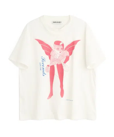 Our Legacy Cotton Crew Neck Graphic Print T Shirt In White