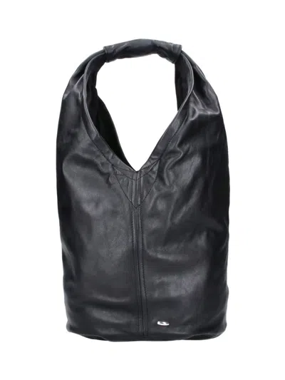 Our Legacy Leather Hobo Tote Bag In Black