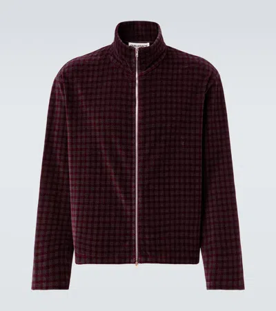 Our Legacy Shrunken Cotton-blend Velour Jacket In Burgundy