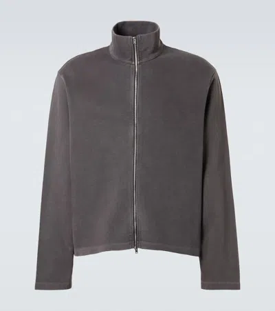 Our Legacy Shrunken Full Zip Sweater Worn Graphite Athletic Rib In Gray