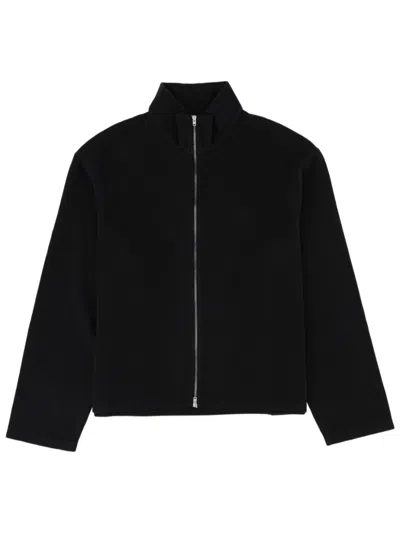 Our Legacy Shrunken Cropped High Collar Organic Cotton Sweatshirt In Black