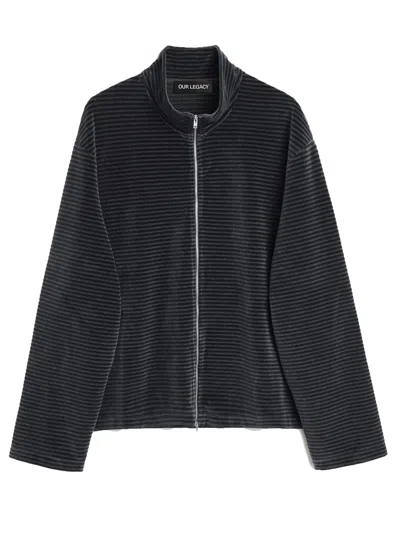 Our Legacy Shrunken Fullzip Polo In Black