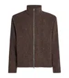 Our Legacy Textured Fabric Long Sleeve High Collar Cardigan In Brown