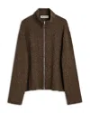 Our Legacy Textured Fabric Long Sleeve High Collar Cardigan In Brown