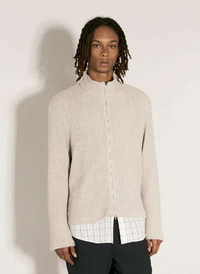 Our Legacy Shrunken Zip-up Knit Cardigan In Grey