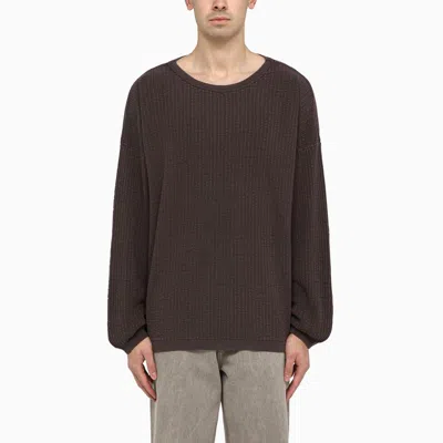 Our Legacy Silk Blend Popover Crew-neck Jumper In Purple
