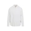 Our Legacy White Silk Classic Shirt With Curved Hem In Gray