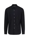 Our Legacy Classic Black Silk Shirt With Contrasting Button Closure