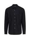 Our Legacy Classic Black Silk Shirt With Contrasting Button Closure In Black