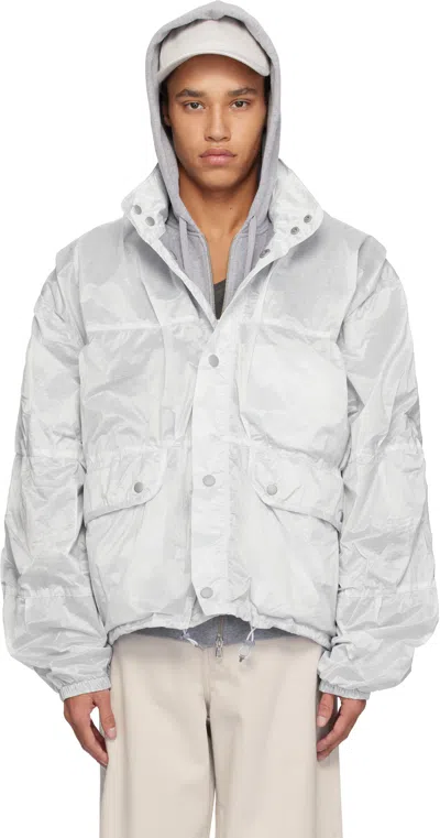 Our Legacy Silver Exhale Puffa Jacket In Vapor Cream Parachut