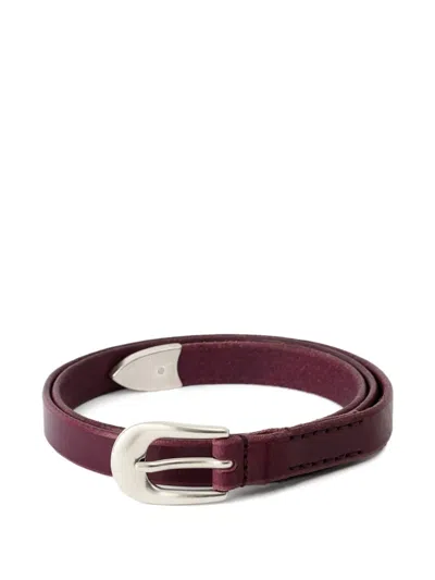 Our Legacy Silver-tone Buckle Leather Belt In Purple