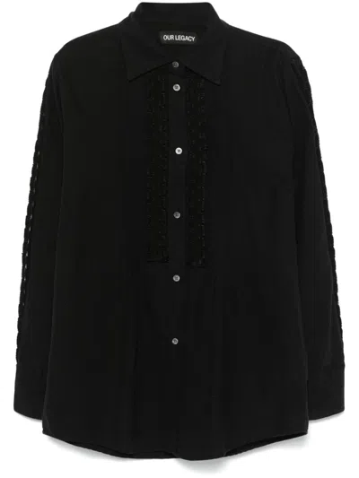 Our Legacy Black Relaxed Textured Shirt In Blue