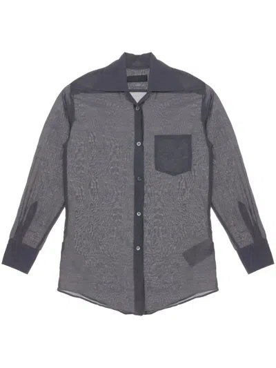 Our Legacy Sincere Shirt Clothing In Charcoal Bordeaux Cotton Silk
