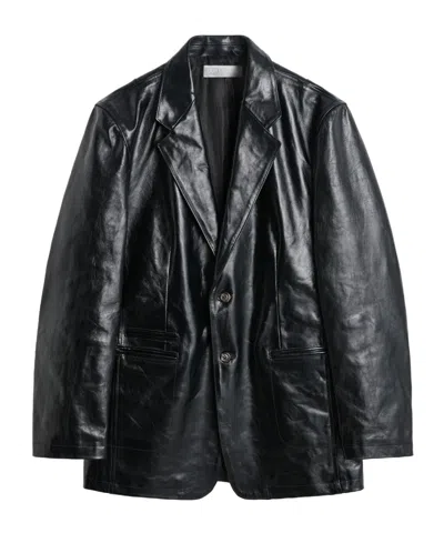 Our Legacy Single-breasted Leather Blazer In Black