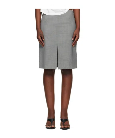 Our Legacy Siren Plaid Midi Skirt In Gray