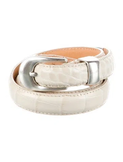 Pre-owned Our Legacy Skinny Alligator Waist Belt In White