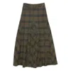 Our Legacy Rebel Distressed Paneled Checked Cotton-flannel Midi Skirt In Green