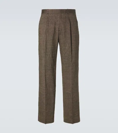 Our Legacy Slack Linen, Silk, And Cotton Straight Pants In Brown