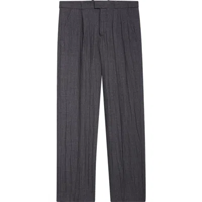 Our Legacy Slack Plissé Virgin Wool Blend Bootcut Trousers In Gray