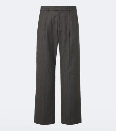 Our Legacy Striped Slack Pants In Wool And Cotton In Black