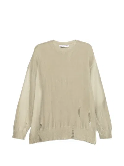Our Legacy Slant Distressed Sweater In Neutral