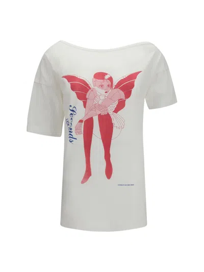 Our Legacy Slant T-shirt With Cybernetic Demon Print In White