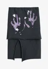 Our Legacy Navy Slashed Midi Skirt In Black