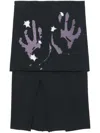 Our Legacy Navy Slashed Midi Skirt In Lilac Taste Of Hand Print