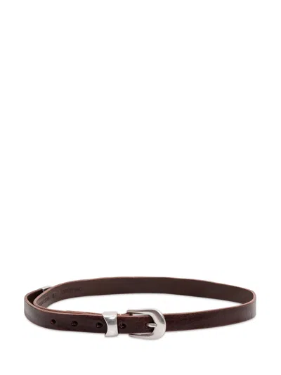 Our Legacy Sleek Leather Belt In Mini Size In Brown Leather