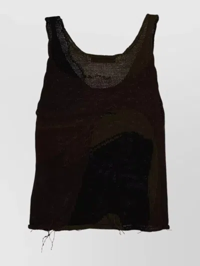 Our Legacy Sleeveless Scoop Neck Camouflage Knit Top In Brown