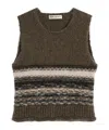 Our Legacy Pleaser Striped Wool-blend Sweater Vest In Brown