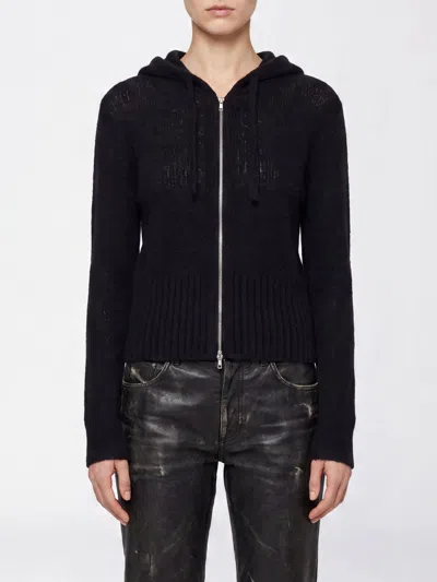 Our Legacy Slim Fit Alpaca Wool Knit Jumper With Zip And Hood In Black