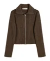 Our Legacy Textured Zip-up Sweater With High Collar And Minimalist Design In Brown