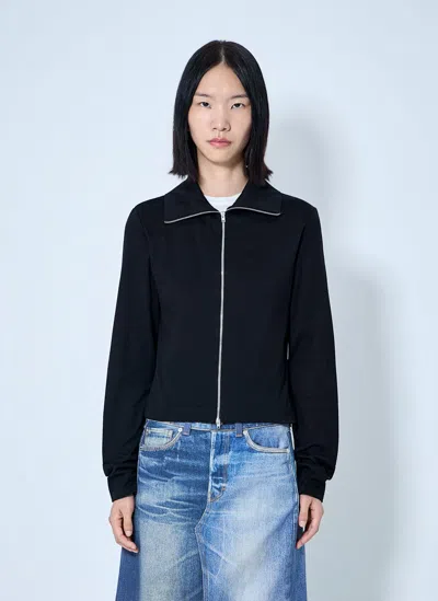 Our Legacy Zip-front Pointed-collar Top In Black