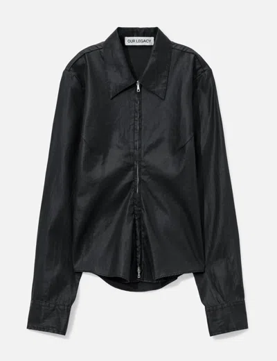 Our Legacy Slim Zip Shirt In Black/黑色/블랙/ブラック